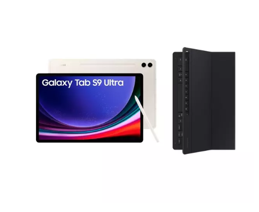 SAMSUNG Galaxy Tab S9 Ultra 14.6" Tablet (1 TB, Beige) & Galaxy Tab S9 Ultra Slim Book Cover Keyboard Case Bundle