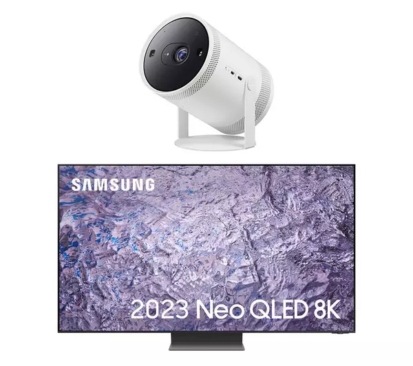 SAMSUNG QE85QN800CTXXU 85" Smart 8K TV & The Freestyle SP-LSP3BLAXXU Smart TV Projector Bundle